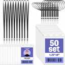 Patelai 50 Pack 4 x 6 Inch Extra Large Badge Credential Holders with 20 Inch Black Lanyard Vertical Name ID Badge PVC Card Holder ID Protector Sleeve Lanyard Pouch for Office Passport Tickets Event