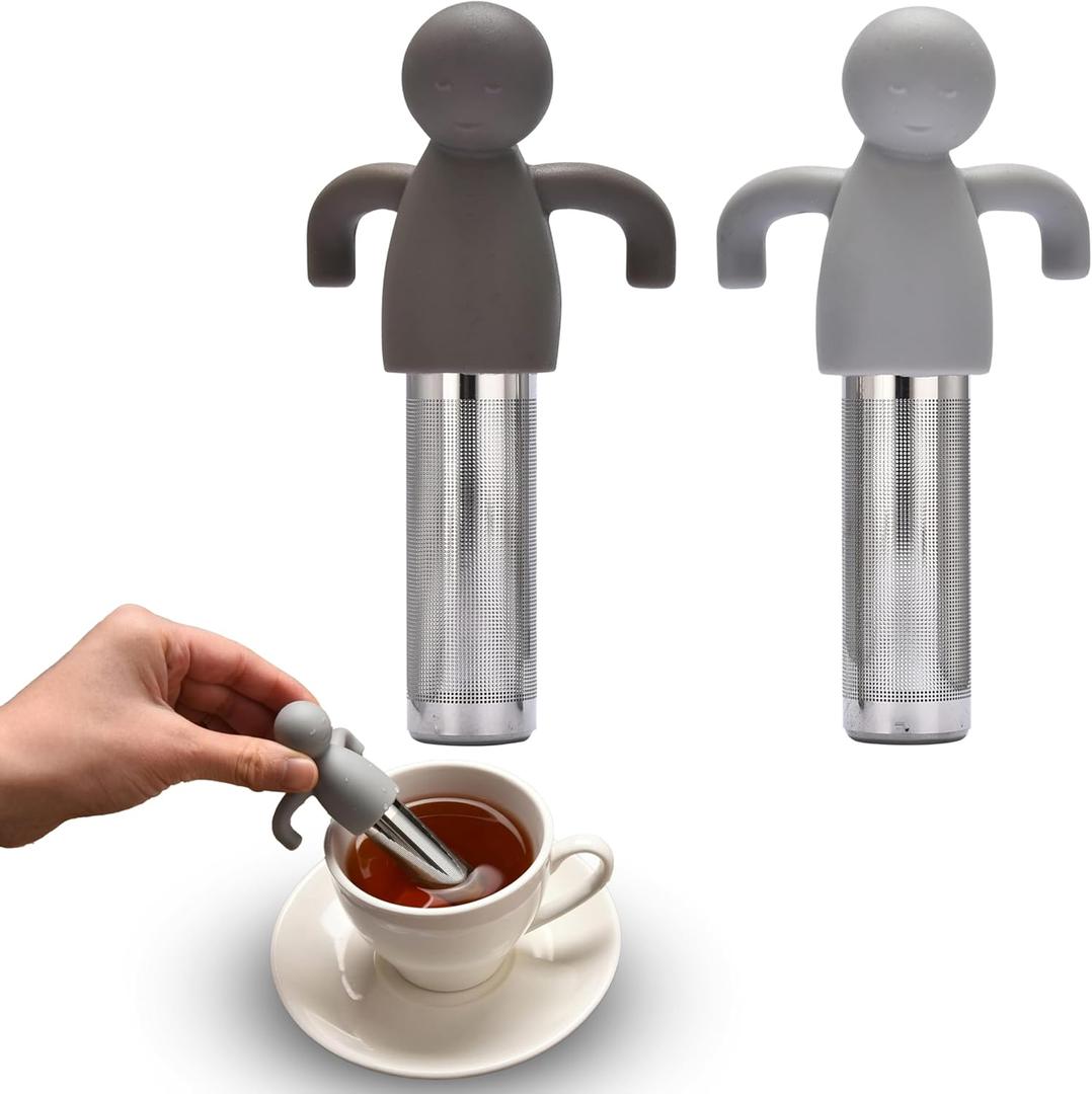 2 x 2LB Depot Loose Leaf Tea Infuser - Set of 2 Fine Mesh Tea Cup Filter - Loose Tea Strainer - Tea Steeper for Herbal Tea - Reusable Tea Holder - Tea Ball Strainers for Superior Tea Brewing Experience (Black & Grey)