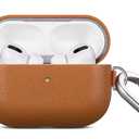Lopie Handcrafted AirPods Pro Leather Case with Keychain, Portable Full-Grain Leather AirPods Pro Case Cover, Protective Case/Cover with Loss Prevention Clip for Air Pods Pro - Brown