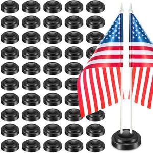 DoubleFill 24 Pcs Mini Flag Holder 2 Hole Small Desk Flag Stand Holder Miniature Plastic Table Flags Stand Base for Party Company Office Centerpiece Country 4 x 6 Inch Stick Flags Decoration