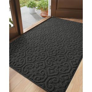 DEXI Front Door Mat Indoor Entrance, 3x5 Non Slip Entryway Doormat Dirt Trapper, Absorbent Entry Mats for Inside House, Patio, Porch, Dark Grey