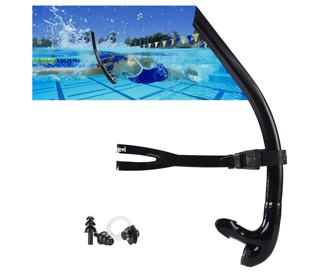 Swim Snorkel for Lap Swimming，No Loud gurgling Noise No Hurt Forehead No Slip Swimming Snorkeling Training for Adult/Kid/Youth,Swimmer Snorkle Center Mount Snorkel One-Way Purge Valve