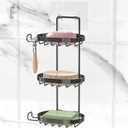 MASADI 3 Tier Soap Dish Holder,Soap Bar Holder with Hooks, Shampoo Bar Caddy for Shower Wall, Razor Holder for Shower, Bar Soap Container 304 Stainless Steel, Bathroom(Black) (3 Tier, Black)