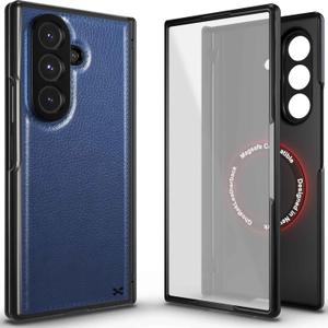 Ghostek Leatherback Samsung Fold 7 Leather Case with Magnetic MagSafe and Hinge Protection Premium Shockproof Phone Cover Designed for 2025 Galaxy Z Fold7 (Blue)