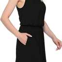 Women's Summer Sleeveless Shoulder Strap Adjustable Short Jumpsuits Loose Romper with Pockets (Black, M)
