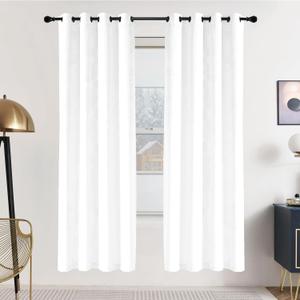 SNITIE White 72in Long Velvet Curtains with Grommet, Super Soft Thermal Insulated Noise Reducing Thick Light Filtering Velvet Drapes for Living Room and Bedroom, Set of 2 Panels, 52 x 72 Inch Long