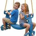 Swurfer Glider Swing for Kids - Outdoor Dual Swingset for Backyard Playset, Back-to-Back Swingset Accessories, Kids Outdoor Play Equipment, Heavy Duty, Easy Install, Up to 150lbs, Age 3+, Blue/Orange
