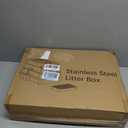 Stainless Steel Litter Box with Lid, Medium Enclosed Litter Tray with High Sided, Grey