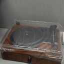 Vinyl Record Player with Built-in Bluetooth, USB Recording, Stereo Speakers, Belt-Driven Vintage Record Player 3 Speeds & 3 Sizes, Portable, AUX Input LP Player (Brown)