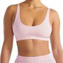 adidas Women's 3 Stripes Active Essentials Cotton Scoop Bralette with Removable Cookies (X-Large, Clear Pink)