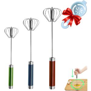 Semi-automatic Whisk, Stainless Steel Egg Beater, Hand Push Rotary Whisks Mixer Stirrer for Making Cream, Whisking, Beating and Stirring (3 Color)