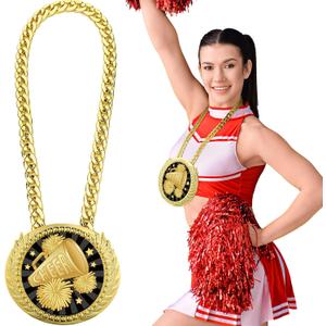 Tondiamo Sports MVP Turnover Chain Medal 6" Big Gold Champ Award Necklace Chain Baseball Basketball Football Soccer Softball Volleyball Sports Competitions Prize Gifts and Party Favors