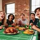 Football Party Decorations Kit for 24 Guests - 99Pcs Tableware with Dinner Plates, Dessert Plates, Cups, Napkins, Tablecloth & Banner, Supplies and Favors for Birthday, Tailgate, Game Day (Football)