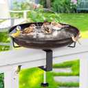 Deck Mounted Metal Bird Bath for Outside, Detachable Birdbath Bowl with Adjustable Steel Clamp, Outdoor Bird Feeder for Railing Balcony Fence Yard Art Garden Decor (Vintage Bronze)