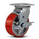 5"x2" Industrial Casters- Heavy Duty casters,Polyurethane Casters Wheel,Capacity up to 1000 Lb. Use for Platform Truck, U-Boat Cart,Workbenches(1 Brake)