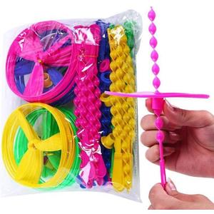 Flying Helicopter Toy, 20 Sets Hand the Rotating Circle Helicopter, Bamboo Dragonfly Hand Rub Plastic Propeller for Outdoor Toy Kids Gift Flying (Colorful)