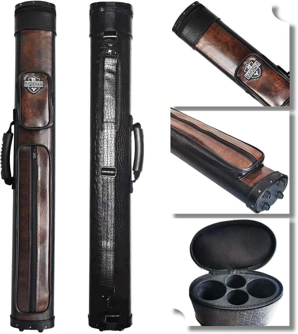 2x2 Hard cue case Oval Pool Cue Billiard Stick Carrying Case (D08-Black)