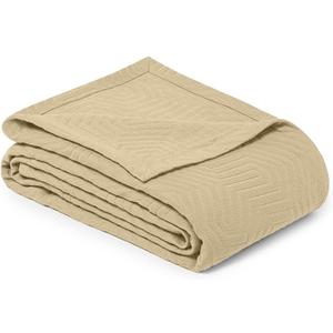 Threadmill Luxury Cotton Blankets for Twin Size Bed | All-Season 100% Cotton Twin Blanket for Bed | Aster Jacquard Lightweight, Soft & Cozy Coverlet, 350GSM, 68 x 90 inches | Beige