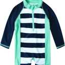 uideazone Baby Toddler Boys Zipper Rash Guard Swimsuit UPF 50+ One Piece Beach Swimwear Bathing Suits 3-36 Months (Blue)