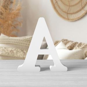 6 Inch White Wooden Letters Unfinished Wood Letters for Crafts Blank DIY Crafts for Adults Paintable Standing Letters for Wall Wedding Birthday Party Decoration (A)