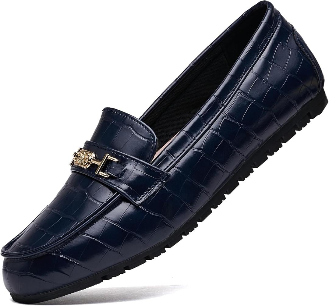 DeYashopin Women's Loafer Shoes Leisure Slip On Work Shoes Comfort Walking Flats (7.5, Royal Blue)