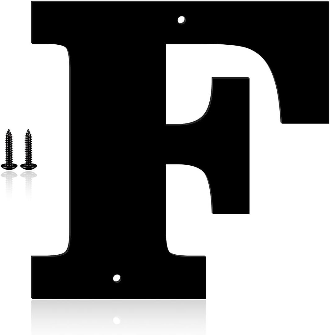 10 Inch Metal House Numbers, House Address Letters and Numbers for Outside Signs, Metal Letters Door Numbers Signage Street Address Plaque for Garden Door Mailbox Decor (Letter F)