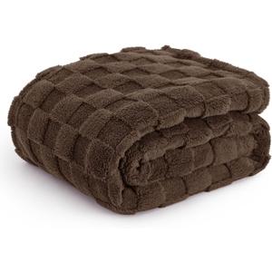 Bedsure GentleSoft Fall Throw Blanket for Couch Brown - Checkered Fleece Blankets Gifts for Women Men Girls, Cute Soft Cozy Throw for Bedroom Home Decor Gifts, 50x60 Inches