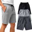 BROOKLYN VERTICAL Men's 3 Pack Fleece Cotton Active Jogger Shorts with Zipper Pockets and Drawstring | Size S