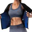 Women Sauna Vest Sweat Tank Top Zipper Compression Shirts Heat Trapping Waist Trainer (XXXLwaist 40.8-43.9, Blue Lining)