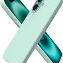 ORNARTO Compatible with iPhone 16 Case 6.1", Slim Liquid Silicone 3 Layers Full Covered Soft Gel Rubber Shockproof Phone Case, Protective Cover with Anti-Scratch Microfiber Lining-Mint Green
