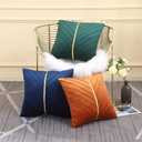 Dark Green Pillow Covers 20x20 Pack of 2 with Gold Leather Soft Velvet Throw Pillow Covers Decorative Couch Pillowcase Luxury Modern Pillow Cover Spring Summer Home Decor for Sofa Bed