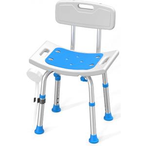 Shower Chair for Inside Shower with Removable Back, FSA/HSA Eligible 400 lbs Heavy Duty Bath Seat for Bathtub, Safety Bath Stool for Seniors and Disabled (White)
