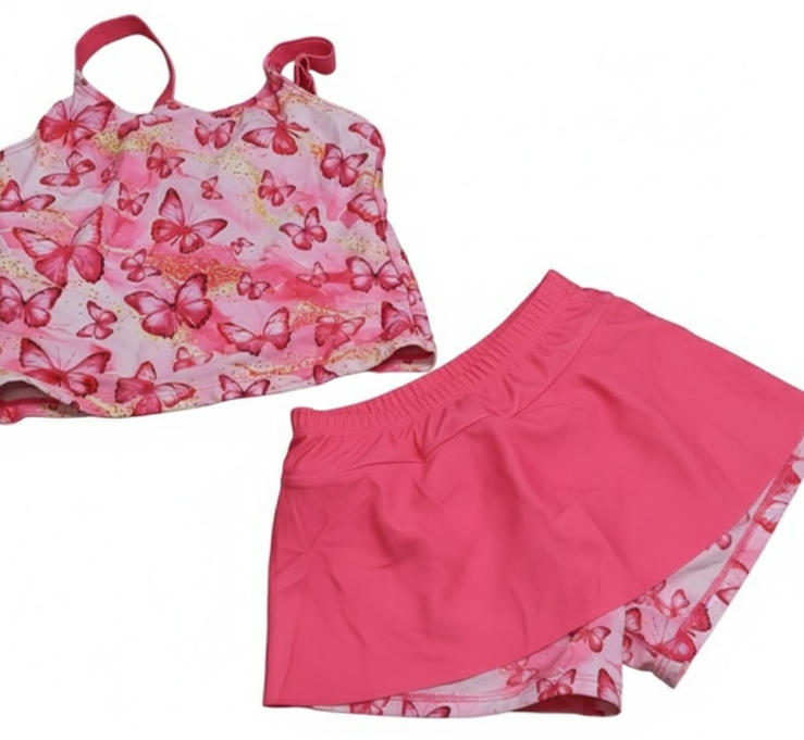 ALISISTER Girls Tankini Swimsuit Two Piece Bathing Suits Summer Beach Swimwear with Shorts for 7-12 Years (8-9 Years, 06 Hawaiian Flower)