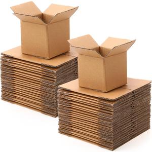 TaoBary 50 Packs 4 x 4 x 4" Shipping Boxes Small Cardboard Boxes Kraft Corrugated for Small Business, Mailing Packing Moving Storing (Brown)