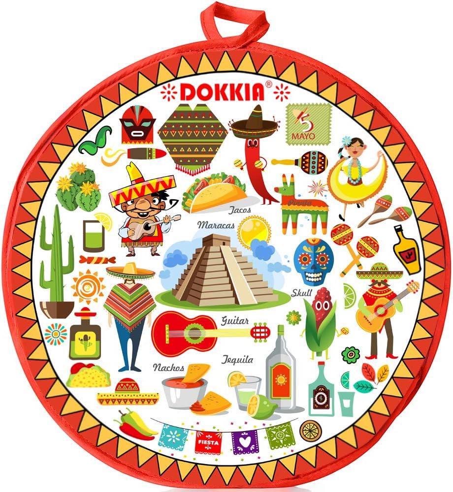 Tortilla Warmer Taco 12 Inch Insulated Pouch Cloth - Microwave Use Fabric Bag to Keep Food Warm for up to One Hour (Fiesta Maracas Sombrero Serape Poncho)