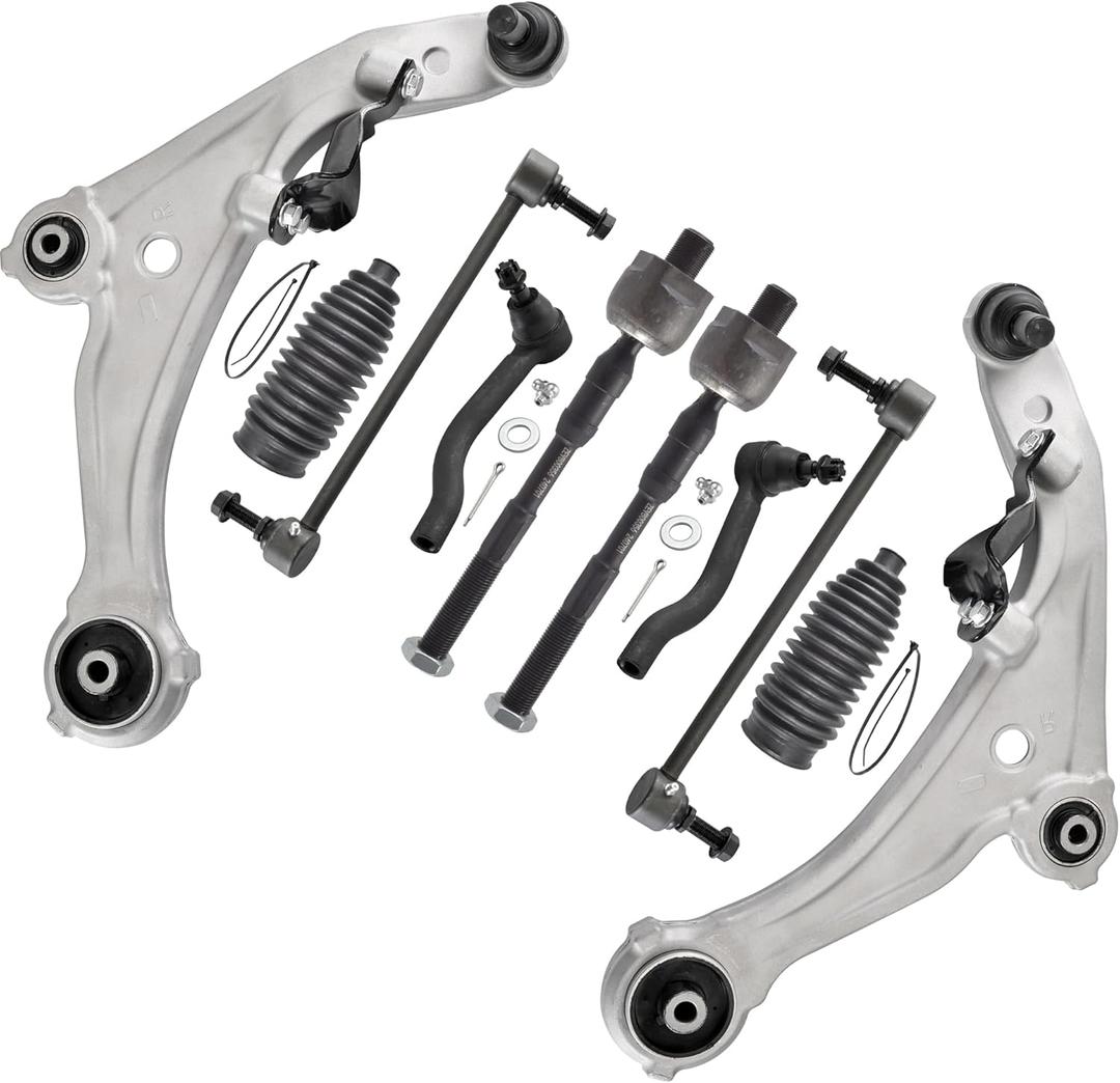 ASTAPRO - Front End 10pc Suspension Kit for 2007-2013 Nissan Altima, 2 Lower Control Arms w/Ball Joints Inner & Outer 4 Tie Rods 2 Boots 2 Sway Bars Replacement 2008 2009 2010 2011 2012 Altima