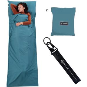 Two KAT Packable Ultralight Travel Sleeping Bag Liner, Lightweight Portable Compact Sleep Sack Sheet for Outdoor Camping Hiking Picnic Hotel (29.5" x 82.5", Dark Blue)
