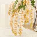 4pcs 47.2-inch Artificial Fake Wisteria Hanging Flower Garland Silk Flower String Home Party Decoration White Blue Pink Purple (Champagne)