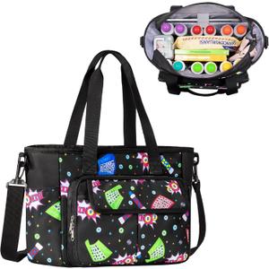 Bingo Bag with Pockets, Bingo Dauber Dabber Bag with Shoulder Strap for Bingo Game Accessories and Supplies, Black