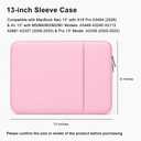 Laptop Sleeve for MacBook Neo/Air/Pro 13 inches A18/M5/M4/M3/M2/M1 Chip 2026-2020 A3404 A3449 A3240 A3113 A2681 A2337 A2338 with 2 Pockets Tablet Bag Case Accessories (Pink)