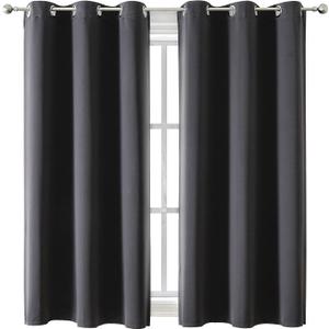 ChrisDowa Grommet Blackout Curtains for Bedroom and Living Room - 2 Panels Set Thermal Insulated Room Darkening Curtains (Dark Grey, 42 x 63 Inch)