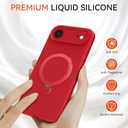 Compatible with iPhone Air Case with Stand, Full Camera Protection Slim Liquid Silicone Phone Cases for iPhone 17 Air Compatible with MagSafe Magnetic Ring Kickstand Case 6.5", Red