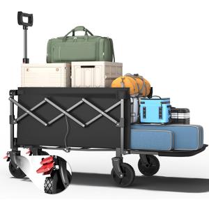 Collapsible Wagon, Foldable Wagons with Extended 40" L, Folding Wagon with Tailgate, Portable Lightweight Utility Wagons for Grocery, Shopping, Camping, Garden, Sports, Black D