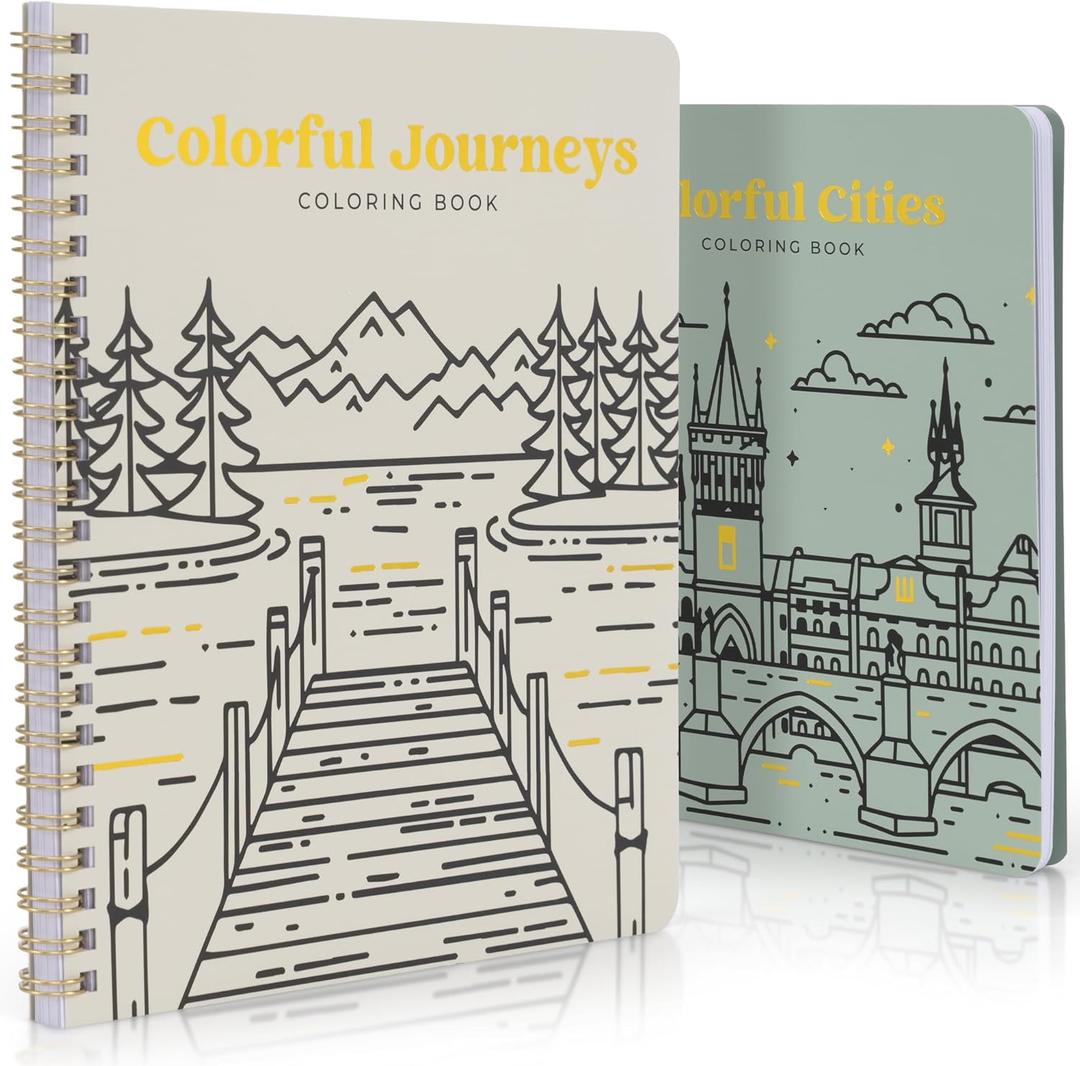 Beautiful Adult Coloring Book for Relaxation - Inspirational Adventures and Landmarks Scenery For the Spirit of Wanderlust - Perfect Stress-Relieving Gift for Women