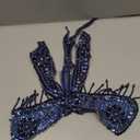 Butterfly Shape Bodysuit Applique Pure Hand-Stitched Beads and Crystal Patches Creative Tassels Shiny Dress Decorative Accessories (Deepblue)