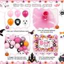 112pcs Halloween Baby Shower Balloon Arch Kit Decorations Pink A Little Boo Is Almost Due Baby Shower Girl Balloons Arch with Banner Ghost Groovy Halloween Birthday Party Decorations Supplies