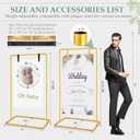WellSign Wedding Welcome Sign Holder, 68x31x 20 Welcome to Our Wedding Sign Adjustable Display Stand with 4 Leather Hanging Straps,Gold Easel Stand Personalized for Baby Bridal Valentine