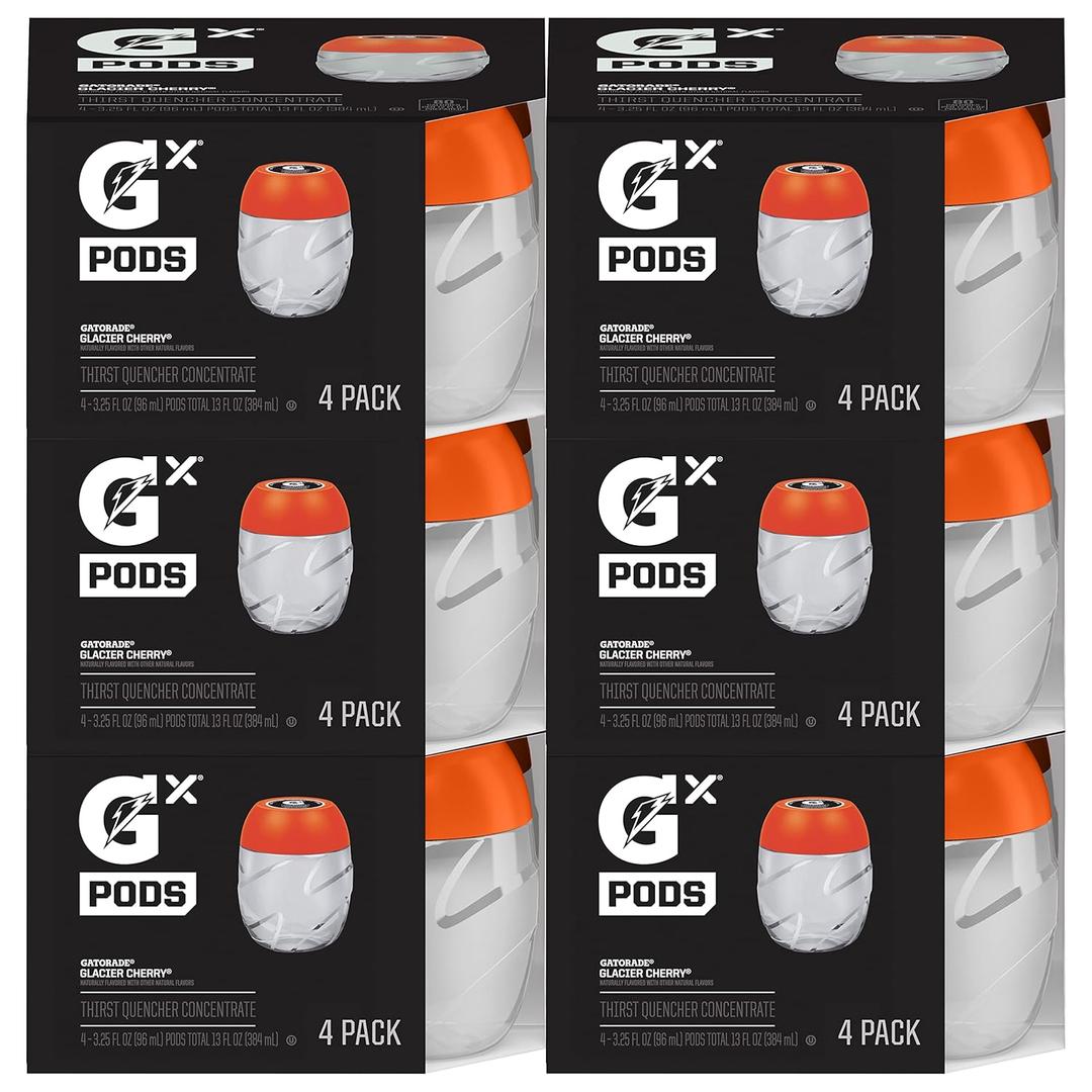 Gatorade Gx Hydration System, Non-Slip Gx Squeeze Bottles Or Gx Sports Drink Concentrate Pods, 4 Count (Pack of 6) (3.25 Fl Oz (Pack of 24)), BBD: Jan 23/26