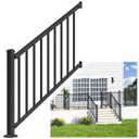 Egadis 36 in. H x 4 ft. W Porch and Deck Railing Kit, Aluminum Stair Railing Kit, Black Textured AAMA 2604 Powder-Coat Finish Modular Rail System for Concrete Steps or Wooden Stairs(1 Post, 1 Panel)