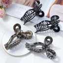 2 x 4 PCS Bow Hair Clips for Women Bow Claw Clip 5" Extra Large Hair Claw Clips for Thick and Long Hair Cute Bows Big Clip (1 Count (Pack of 4), 5" - Black + Leopard)